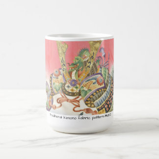 日本の伝統的着物生地、かっこいい兜（KABUTO)のマグカップ KOFFIEMOK