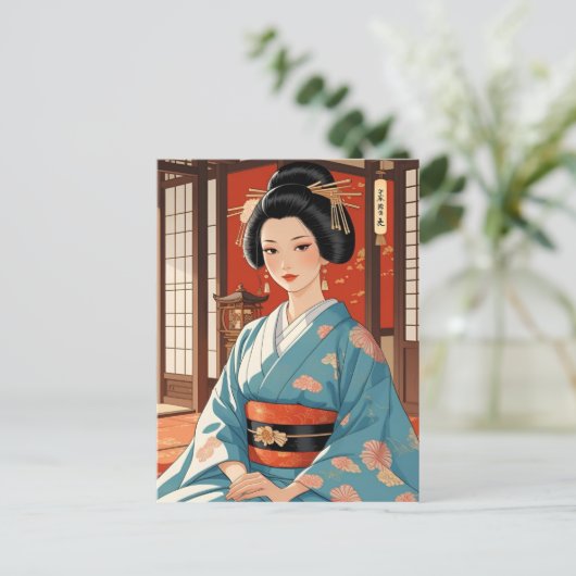 日本の大奥 美しい着物美女 BRIEFKAART (Staand voorkant)