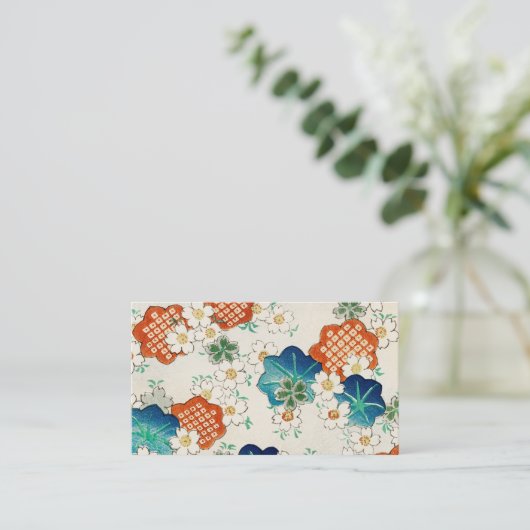 日本の美しいヴィンテージな花柄模様 VISITEKAARTJE (Staand voorkant)