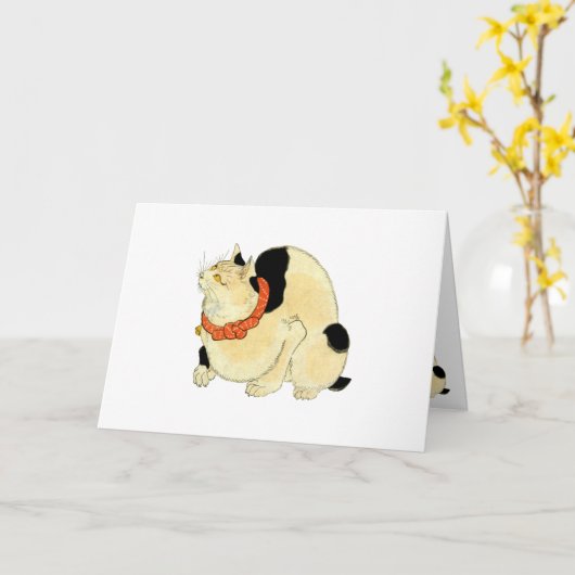 日本猫, 国芳 Japanse Kat, Kuniyoshi, ukiyo-E Kaart (Gele Bloem)