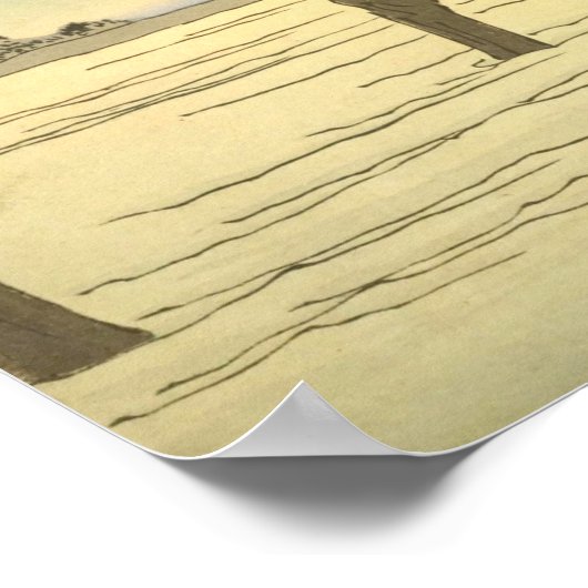 日本画、美しい月と侍 POSTER (Hoek)