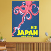 日本 Japan vintage Inktvis reisposter Canvas Afdruk (Insitu (Woonkamer))