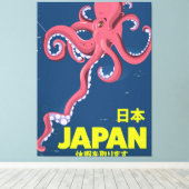 日本 Japan vintage Inktvis reisposter Canvas Afdruk (Insitu (Houten vloer))