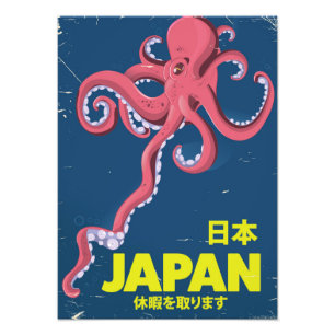 日本 Japan vintage inktvis reisposter Foto Afdruk