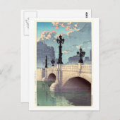 日 本 橋, Nihonbashi Bridge, Hasui Kawase, Woodcut Briefkaart (Voorkant / Achterkant)
