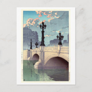 日 本 橋, Nihonbashi Bridge, Hasui Kawase, Woodcut Briefkaart