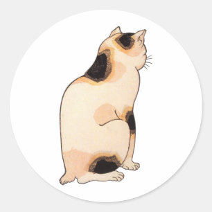 日 本 猫, 国 Japanse kat, Kuniyoshi, Ukiyo-e Ronde Sticker