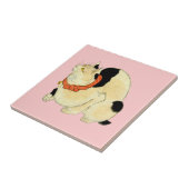 日 本 猫, 国 Japanse kat, Kuniyoshi, Ukiyo-e Tegeltje (Zijkant)