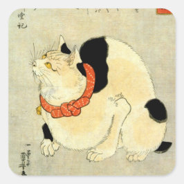 日 本 猫, 国 Japanse kat, Kuniyoshi, Ukiyo-e Vierkante Sticker