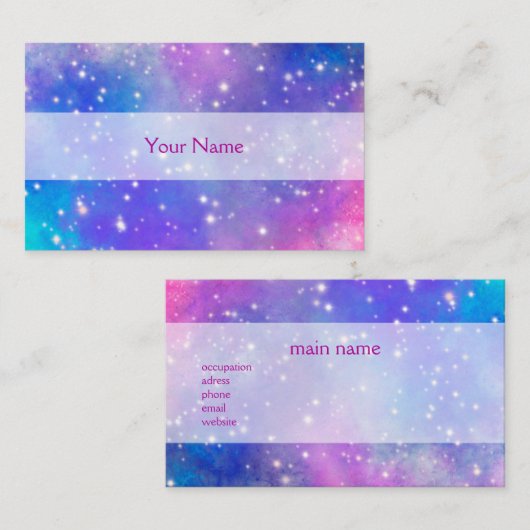 星がキラキラ輝く宇宙のイラストを使った名刺 VISITEKAARTJE (Voorkant / Achterkant)