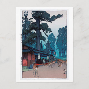 春 日 社 鹿, Deer of Kasuga Shrine, Hiroshi Yoshida Briefkaart