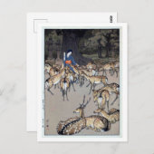 春 日 社 鹿, Deer of Kasuga Shrine, Hiroshi Yoshida Briefkaart (Voorkant / Achterkant)