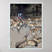 春 日 社 鹿, Deer of Kasuga Shrine, Hiroshi Yoshida Poster (Voorkant)