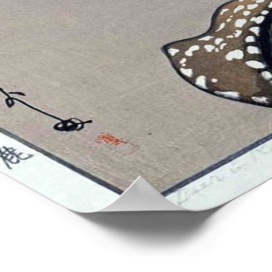 春 日 社 鹿, Deer of Kasuga Shrine, Hiroshi Yoshida Poster (Hoek)