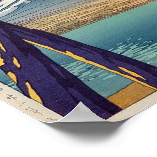 晩 秋 富 山, Mt.Fuji in herfst, Hasui Kawase, Woodcut Poster (Hoek)