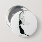 月と黒猫 RONDE BUTTON 7,6 CM (Voorkant /achterkant)