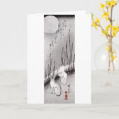 月に兎, 広重 Maan en Konijnen, Hiroshige, ukiyo-E Kaart (Gele Bloem)