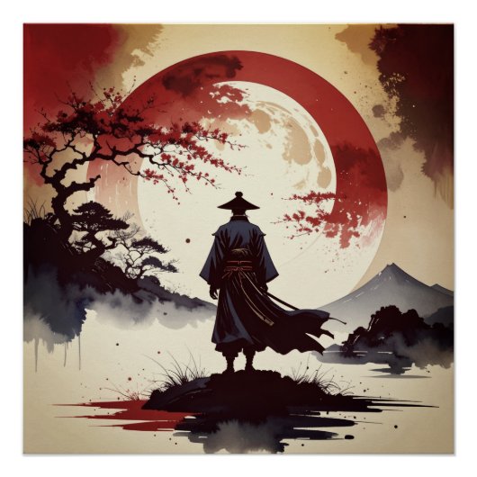 月下の侍 – Samurai Beneath the Crimson Moon Perfect Poster (Voorkant)