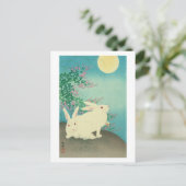 月 と 兎, 邨 Rabbits & Moon, Koson, Ukiyo-e Briefkaart (Staand voorkant)