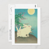 月 と 兎, 邨 Rabbits & Moon, Koson, Ukiyo-e Briefkaart (Voorkant / Achterkant)