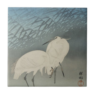 月 と 鷺, 古 Egrets & Moon, Koson, Ukiyo-e Tegeltje