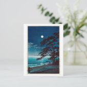 月 の 海 岸, 川宮 bij Ninomiya Beach, Hasui Kawase Briefkaart (Staand voorkant)