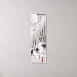 月 兎, 広 Moon en Rabbits, Hiroshige, Ukiyo-e Canvas Afdruk