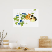 朝顔子猫図　Morning glory and kitten ポスター Poster (Keuken)