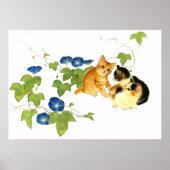 朝顔子猫図 Morning glory and kitten ポスター Poster (Voorkant)
