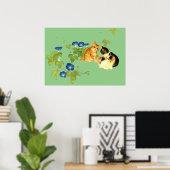 朝顔子猫図　Morning glory and kitten Poster (Thuiskantoor)