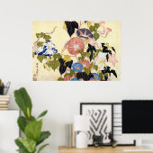 朝 顔, 北 Morning Glory, Hokusai, Ukiyo-e Poster (Thuiskantoor)