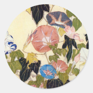 朝 顔, 北 Morning Glory, Hokusai, Ukiyo-e Ronde Sticker