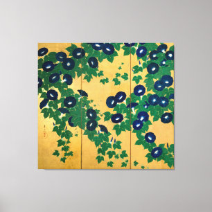 朝 顔 (部 分), 其 一 Morning glory (detail), Kiitsu Canvas Afdruk
