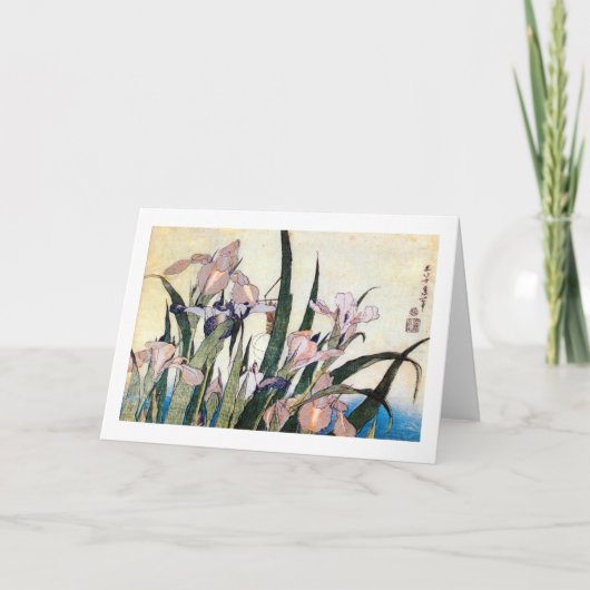 杜若ときりぎりす, 北斎 Iris en Sprinkhaan, Hokusai Kaart (Voorkant)