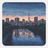 東京の夜景ステッカー VIERKANTE STICKER (Voorkant)