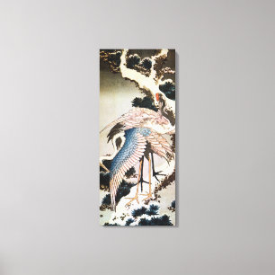 松 鶴, 北 kranen op de Pine Tree, Hokusai, Ukiyo-e Canvas Afdruk