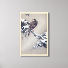 松 鷹, 古 Hawk op Pine Tree, Ohara Koson, Woodcut Canvas Afdruk