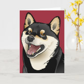 柴犬 de Gelukkige kaart van de Hond van Shiba Inu (Gele Bloem)