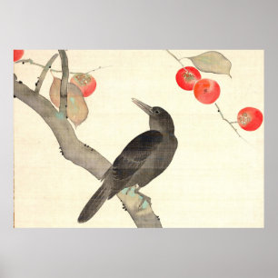柿 に 烏, 抱 Persimmon en Crow, Hōitsu Poster