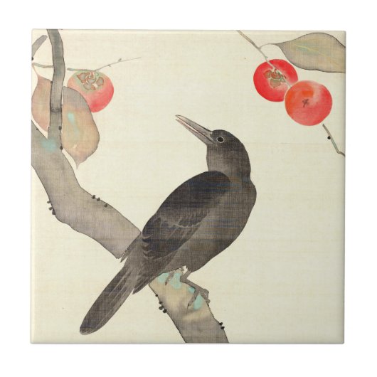 柿 に 烏, 抱 Persimmon en Crow, Hōitsu Tegeltje (Voorkant)