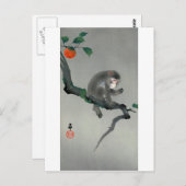 柿 に 猿, 古 aap op Persimmon-boom, Ohara Koson Briefkaart (Voorkant / Achterkant)
