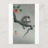 柿 に 猿, 古 aap op Persimmon-boom, Ohara Koson Briefkaart (Voorkant)