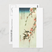 桃 花 燕, 広 Peach Blossom en Swallow, Hiroshige Briefkaart (Voorkant / Achterkant)