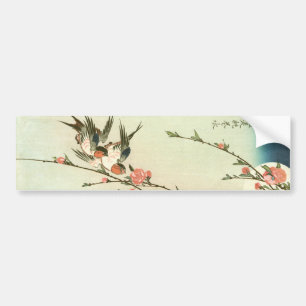 桃 花 燕, 広 Peach Blossom en Swallow, Hiroshige Bumpersticker