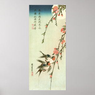 桃 花 燕, 広 Peach Blossom en Swallow, Hiroshige Poster