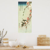 桃 花 燕, 広 Peach Blossom en Swallow, Hiroshige Poster (Keuken)
