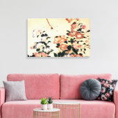 桔梗, 北斎 Bellflower en Dragonfly, Hokusai, Ukiyo-e Canvas Afdruk (Insitu (Woonkamer))