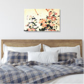 桔梗, 北斎 Bellflower en Dragonfly, Hokusai, Ukiyo-e Canvas Afdruk (Insitu (Slaapkamer))