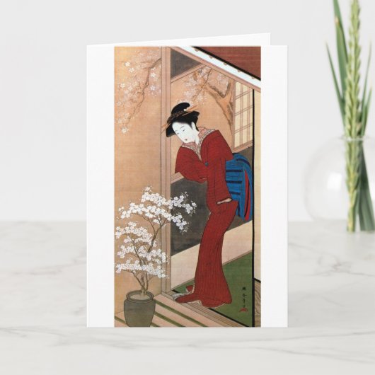 桜の花と女, 春章 de Bloesems van de Kers en een Vrouw, Kaart (Voorkant)