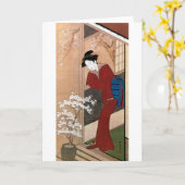 桜の花と女, 春章 de Bloesems van de Kers en een Vrouw, Kaart (Gele Bloem)